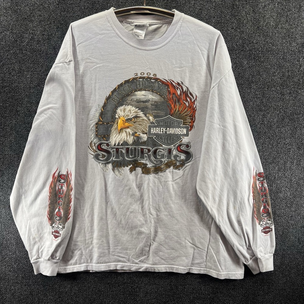 Vtg Harley Davidson Sturgis L/S Shirt XL 2008 68th Black Hills Rally Cheyenne Wy